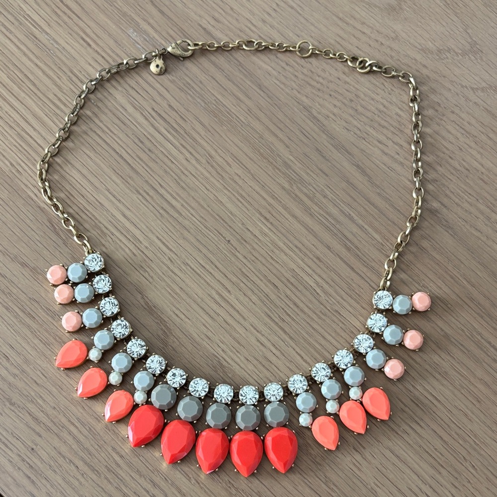 J. Crew Coral and Gold Necklace